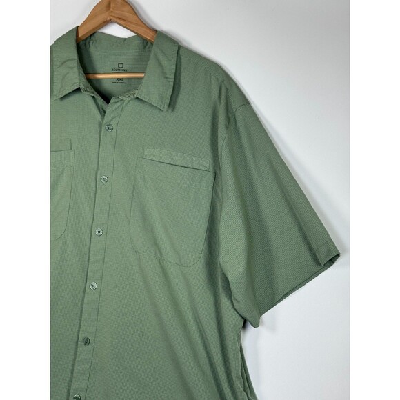 Scottevest Beachcomber Shirt Men XXL Green Travel Utility Hidden Pockets Comfort - Picture 3 of 15